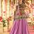 Lavender Rayon Embroidery Work Navratri Lehenga