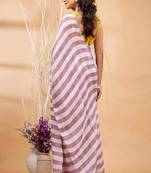 Multicolor handwoven striped linen saree