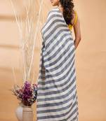 Multicolor handwoven striped linen saree