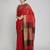 Maroon handwoven linen saree with gold zari border