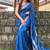 handwoven blue linen saree
