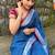 handwoven blue linen saree