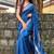 handwoven blue linen saree