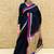 Blue  handwoven linen saree with contrast border