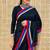 Blue  handwoven linen saree with contrast border