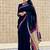 Blue  handwoven linen saree with contrast border