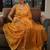 Mustard orange handwoven tissue linen saree with mirror work