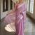 handwoven lavendar tissue linen saree with mirror work