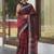 Red and black handwoven shibori print linen saree