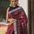 Red and black handwoven shibori print linen saree