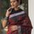 Red and black handwoven shibori print linen saree
