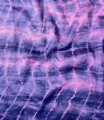 Blue and lavender handwoven shibori print linen saree