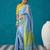 handwoven light blue checks linen saree
