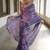 Blue and lavender handwoven shibori print linen saree