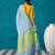 handwoven light blue checks linen saree