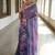 Blue and lavender handwoven shibori print linen saree