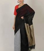 handwoven dual shade linen saree