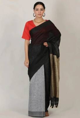 handwoven dual shade linen saree 2