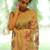 Ivory handwoven embroidered silk linen saree