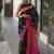 Black handwoven embroidered linen saree