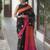Black handwoven embroidered linen saree