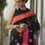 Black handwoven embroidered linen saree
