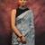 handwoven grey cotton linen saree with shibori print