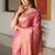 Pink handwoven tissue linen saree with mirror work