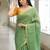 handwoven green tissue linen saree with mirror work