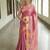 handwoven pink tissue linen saree with mirror work