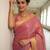 handwoven pink tissue linen saree with mirror work