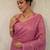 handwoven pink tissue linen saree with mirror work