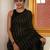 Black handwoven cotton linen saree