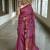 Pink handwoven cotton linen saree batik print