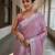 Pink handwoven tissue linen saree with mirror work