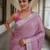 Pink handwoven tissue linen saree with mirror work