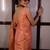 Orange handwoven tissue linen saree with mirror work