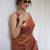handwoven copper tissue linen saree