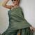 handwoven green tissue linen saree with mirror work
