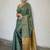 handwoven green tissue linen saree with mirror work