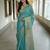 handwoven blue tissue linen saree with mirror work