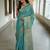 handwoven blue tissue linen saree with mirror work