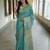 handwoven blue tissue linen saree with mirror work