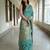 handwoven blue tissue linen saree with mirror work