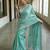 handwoven blue tissue linen saree with embroidery work