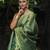 handwoven green tissue linen saree