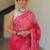 Multicolor handwoven cotton linen saree with batik print
