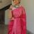 Multicolor handwoven cotton linen saree with batik print