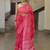 Multicolor handwoven cotton linen saree with batik print