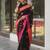 Black handwoven black linen saree with embroidery work